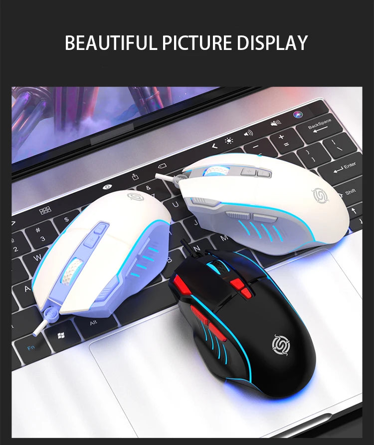 K-Snake Q6 Wired USB Gaming Mouse Desktop PC/Notebook Home Office Glow 8 Button Mouse 7200DPI Macro Programming