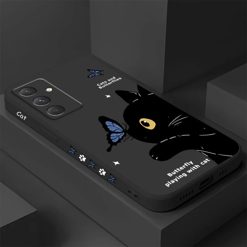 Cat Butterfly Phone Case For Samsung Galaxy A55 A35 A25 A15 A16 A06 A05 A05S A54 A34 A24 A14 A04 A04S A04E 4G 5G Cover