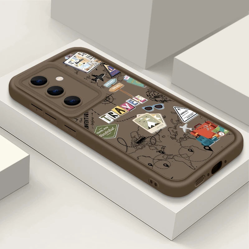 Travel Map Pattern TPU Case For Samsung Galaxy S25 Edge S22 S23 Ultra S24 FE A56 A36 A26 A55 A16 A15 A35 A25 A54 5G Phone Cover