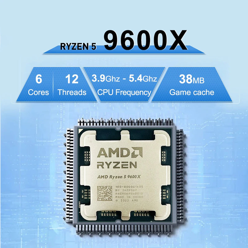 AMD Ryzen 5 9600x 5.4GHz Processor 6-Core 12-Thread New R5 9600X  Integrated Graphics CPU TDP 65W Socket AM5 but No Fan
