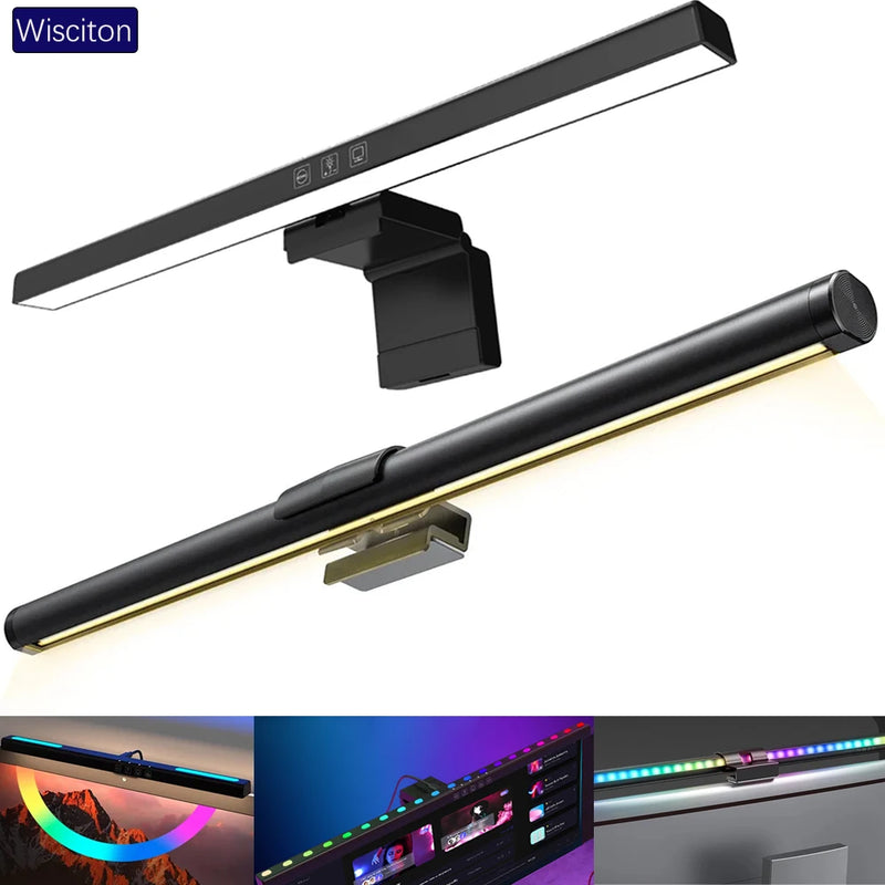 33-60cm Monitor Light Bar PC RGB Background Lighting Eye Protection Dimming Reading/Gaming/Work Lamp Timed Night Light