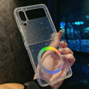Transparent Glitter Magnetic Phone Cover For Samsung Z Flip7 5 Wireless Charge Cases For Galaxy Z Flip 6 flip4 zflip3 Bling Case