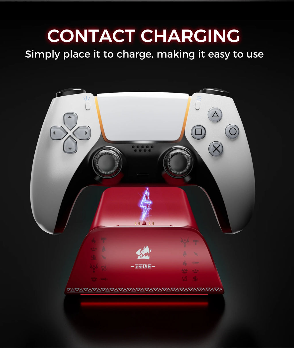 IINE Charging Station for PS5 Controller, Anti-slip Design, LED Indicator, Overcharge Protection, Fast Charging