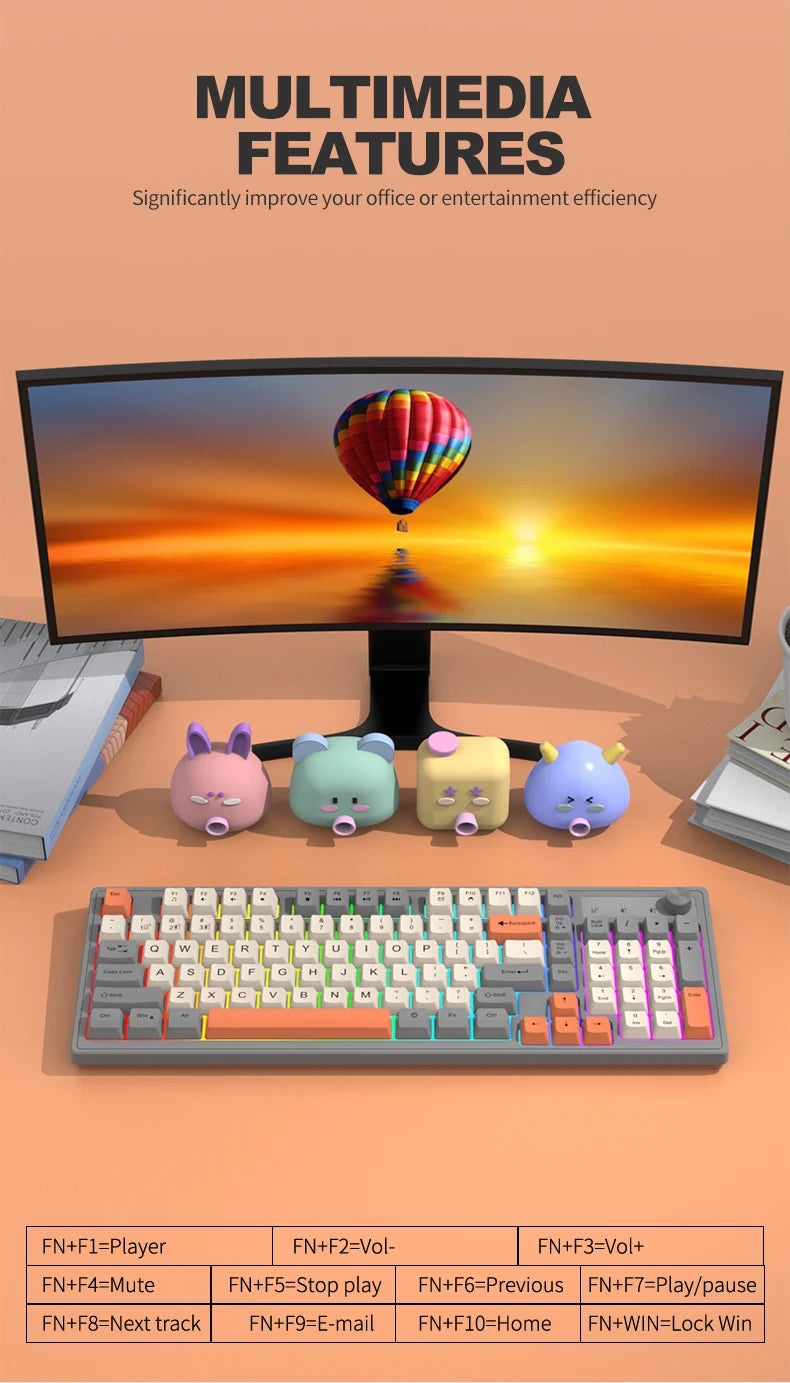 Dual Bluetooth Mechanical Keyboard Dual Modes BT5.0 2.4G Wireless Keyboard RGB Backlight Gaming Keyboard For  PC Laptop Tablet