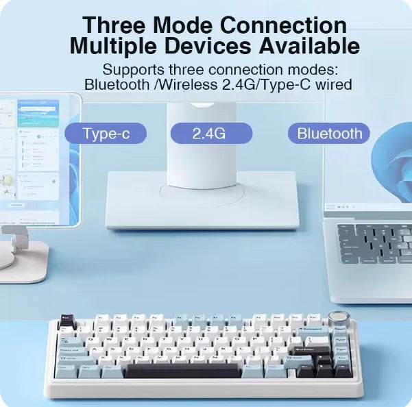 AULA F75 Mechanical Keyboard Wired/2.4G Wireless/Bluetooth RGB PBT 75% Layout OEM Profile Gasket Customized Pc Gaming Keyboard