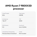 AMD Ryzen 7 9800X3D 4.7GHz 8 Cores 16 Threads L3=96M Processor 120W R7 9800X3D Socket AM5 New 4NM DDR5