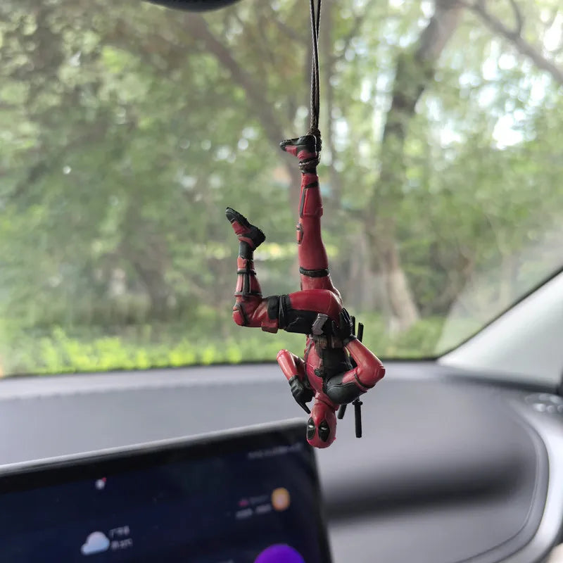 Marvel Deadpool Car Rearview Mirror keyclain Reading Deadpool Car Pendant Mini Model Toy Action Figure New Hot Christmas Gift