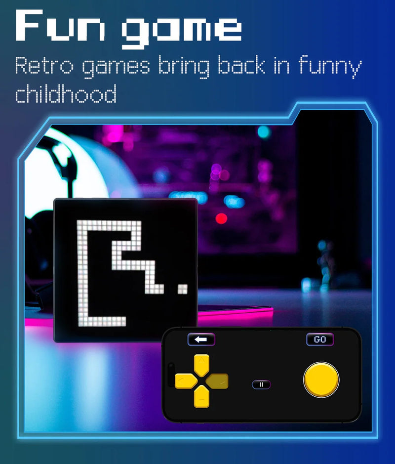 64X64 Smart LED Pixel Display RGB DIY Programmable Pixel APP Control Art Display Creative Animations For Gaming Room Decor