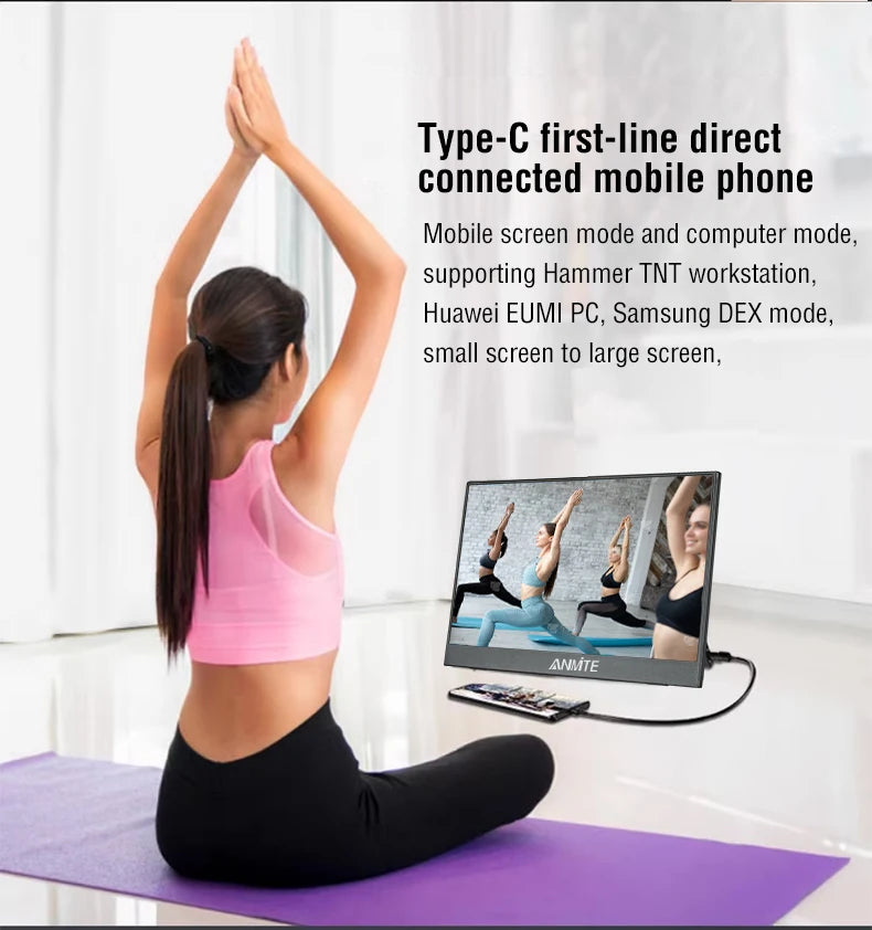 Anmite 14 Inch Touch Screen Portable Monitor 100%sRGB 400cd/m2 Gaming Computer Expand Display For XBox PS4/ 5 Switch Loptop