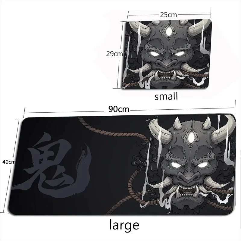 Japanese Anime Black Oni Mouse Pad Gamer Desk Mat 900x400 Non-Slip Rubber Large Playmat for Office Gaming Accessories for Gamer