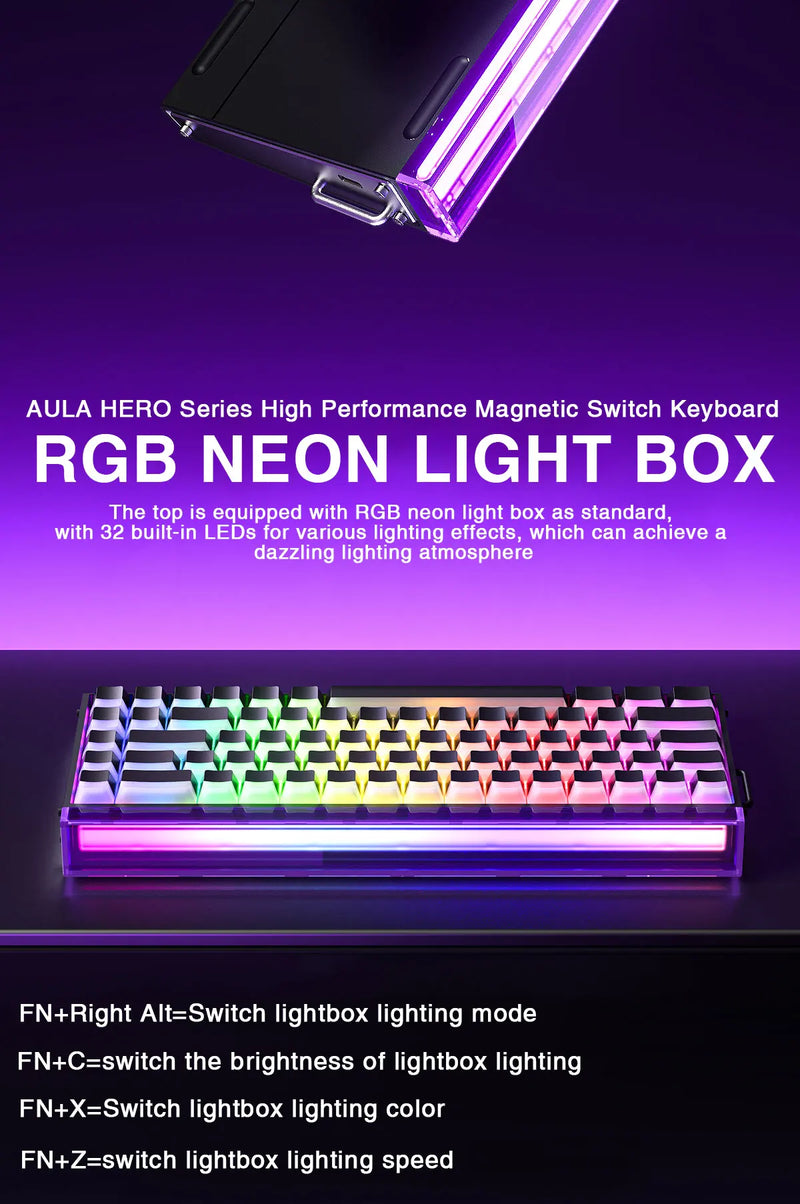 AULA HERO 68HE Magnetic Switch Keyboard Rapid Trigger 8K Return Esports Gamer Keyboard RGB Wired Gaming Keyboard