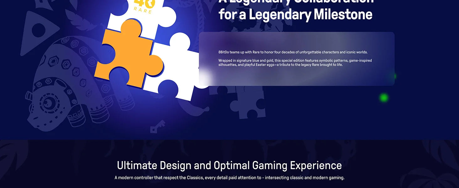 8BitDo Ultimate-3-Mode Controller - Rare 40th Anniversary Edition For Xbox Series X|S & Xbox One, Apple, Windows PC & Android