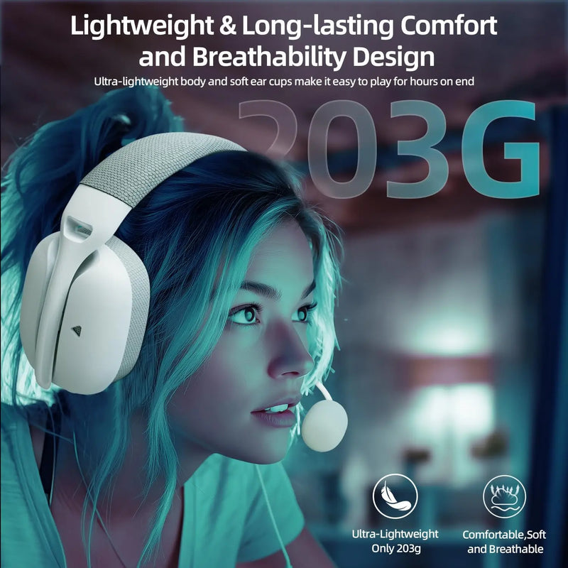 ATTACK SHARK L80PRO Wireless Gaming Headset Lightseed Tech- Built-in&Detachable Dual Microphone-Lightweight Headphone-Tri-Mode