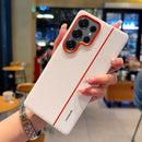 Colorful Faux Leather Red Lens Ring Raised Protective Lens Case For Samsung S25 Edge S25 Ultra Galaxy S24 + Camera Protect Cover