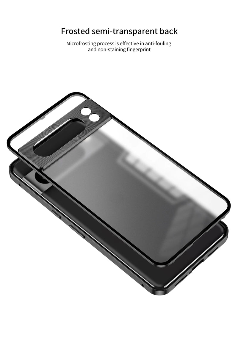 Aluminum Alloy Bumper Frame Magnet Closed Metal Matte Back Cover For Google Pixel 7 Pro 7A 8 Pro 8A Pixel 9 Pro XL Phone Cases