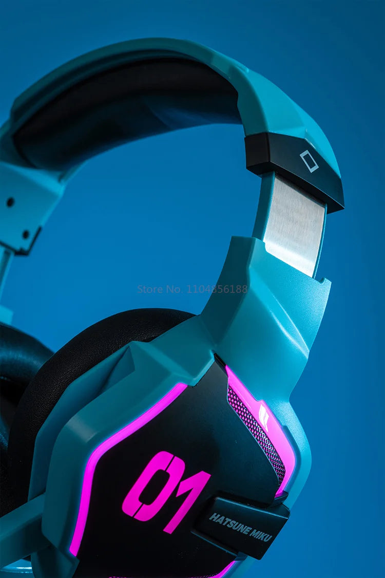 NEW Moeyu Hatsune Miku Esports Heart Series Anime Esports Headset Mechanic Surround Sound Wired Headset Christmas Gift