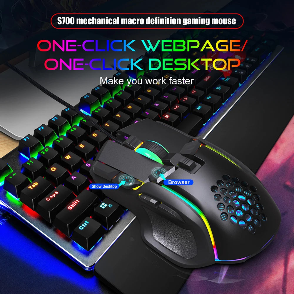 New USB Gaming Mouse Computer Mouse RGB Backlight Mause Gamer 10 Buttons Programming 7200dpi Ergonomic Gaming Mouse For Computer