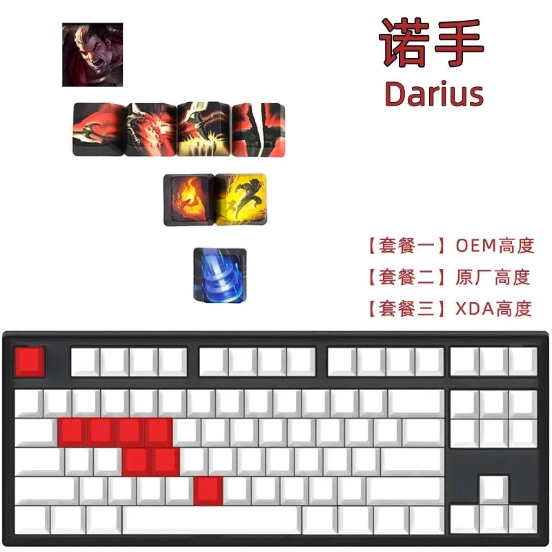 1 Set LOL Keycaps For MX Switch PBT 5 Sides Dye Subbed Keycap All Champions Can Be Customized OEM Cherry XDA Profile Key Cap