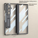 Ultra-thin Transparent Plated Frame Stand Holder with Glass Protective Film Case for Samsung Galaxy Z Fold 7 fold7 Protect Cover