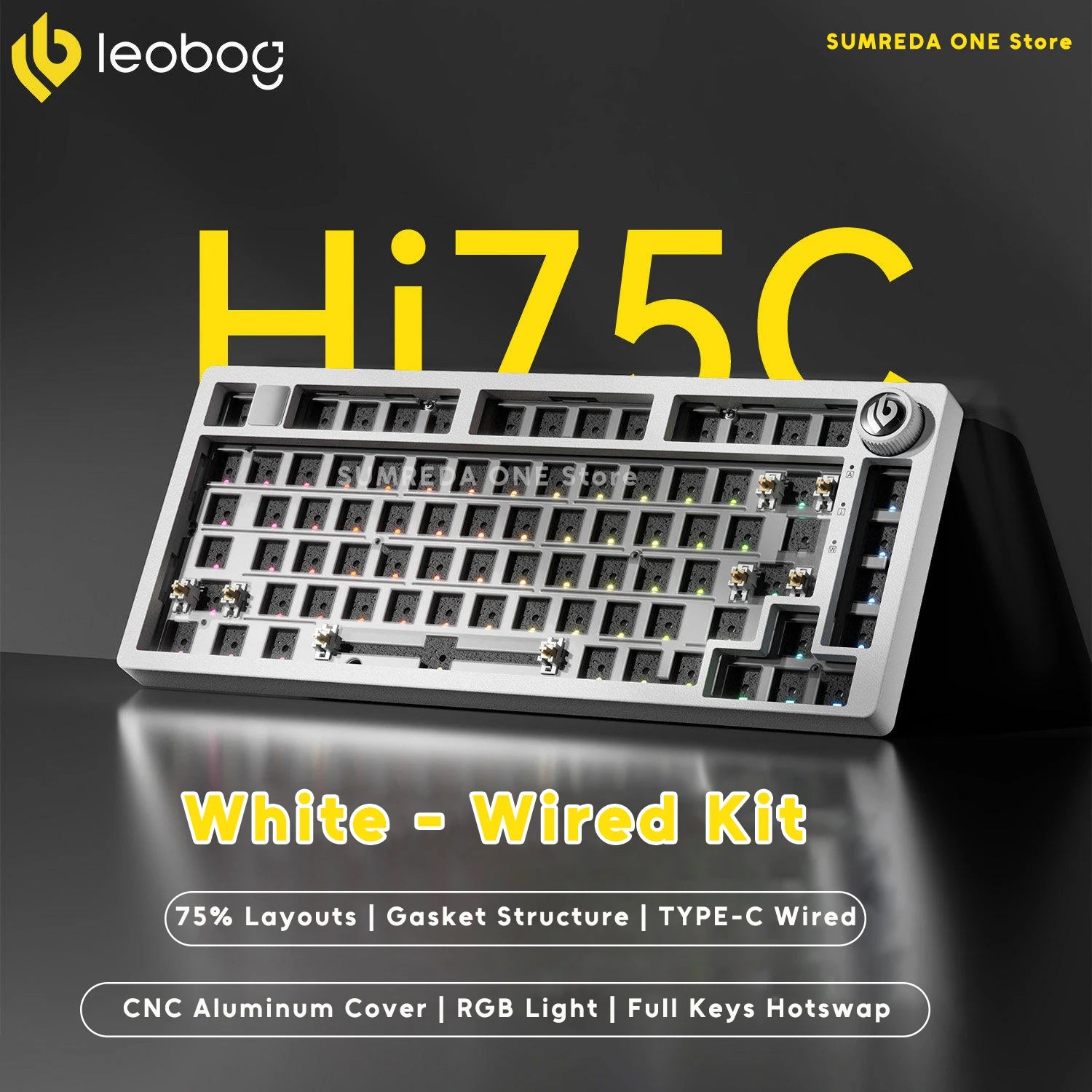 Leobog Hi75C Pro Aluminum Gasket Mechanical Keyboard | Wireless Tri-Mode, Hot-Swap & RGB | 75% Custom Gaming Keyboard