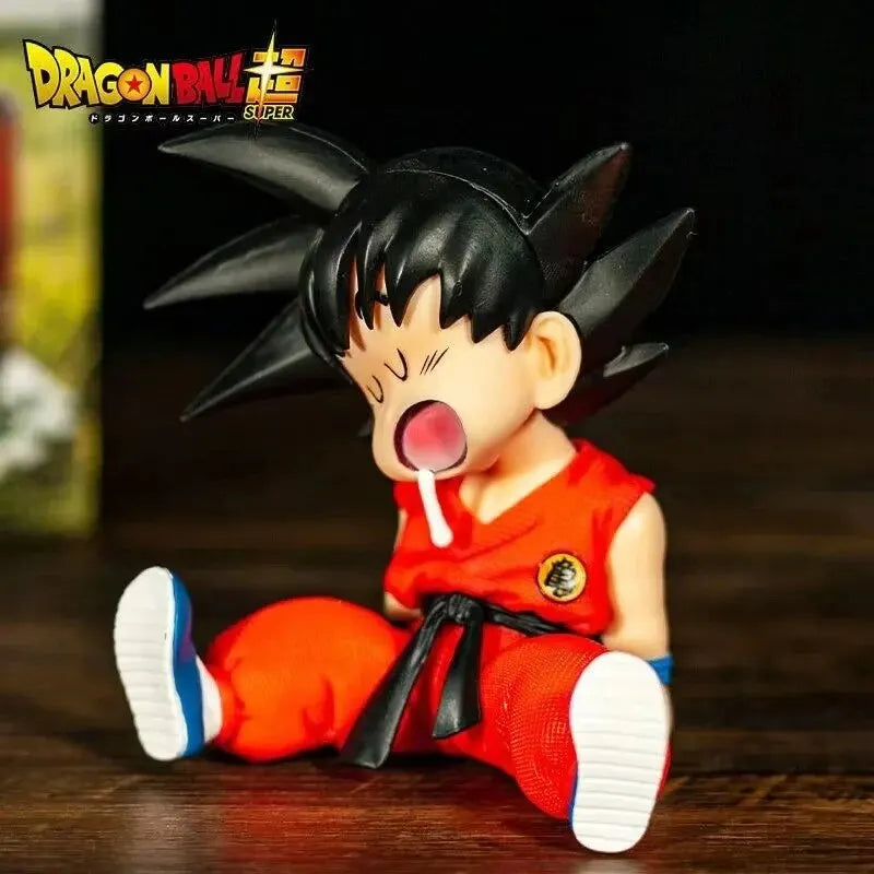 10cm Dragon Ball Z Anime Kakarotto Gk Pvc Action Figure Auto Accessories Sitting Posture Sleep Son Goku Model Toys Gifts