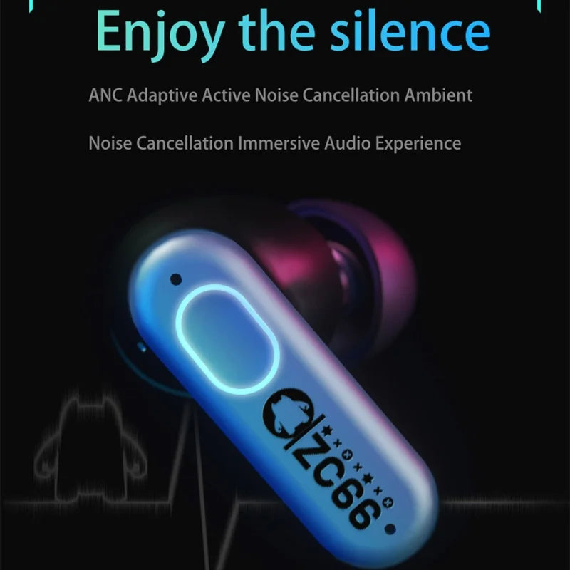 Zombie Cat B5 TWS Wireless Bluetooth headphones ANC Active Noise Cancellation Sport Music Headset Gamer Trendy Hip Hop Headset