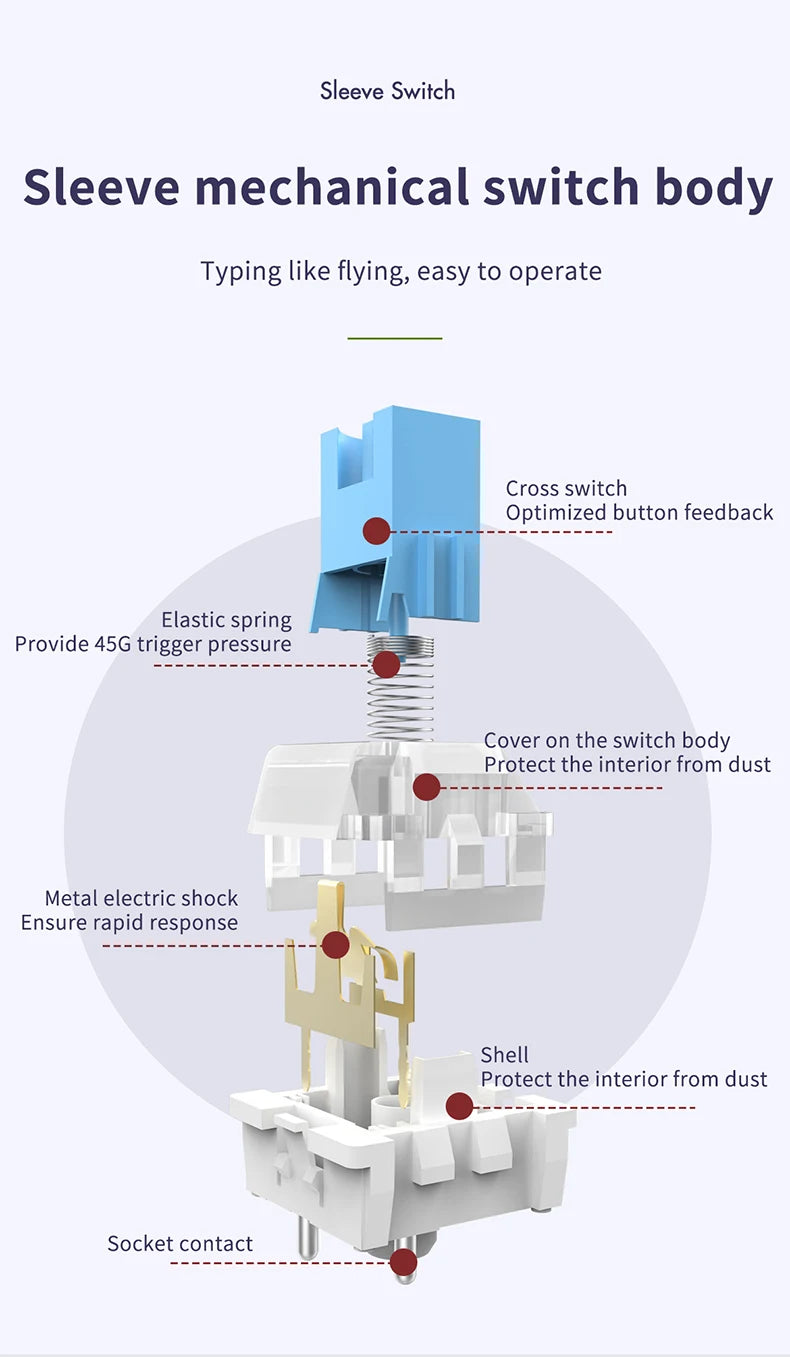 AJAZZ AK680 Gaming Mechanical Keyboard ABS Keycap 68 Keys Wired Wireless Bluetooth Keyboard Hot Swap Custom Gasket for Pc Laptop