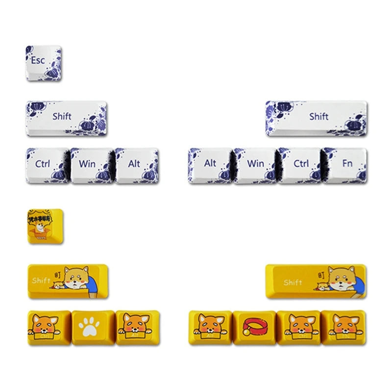 10 Pcs CMYK Dye Sub PBT Keycaps WIN Color Thermal Sublimation R1 SHIFT Large Key Position Supplement Keycaps Vary Themes