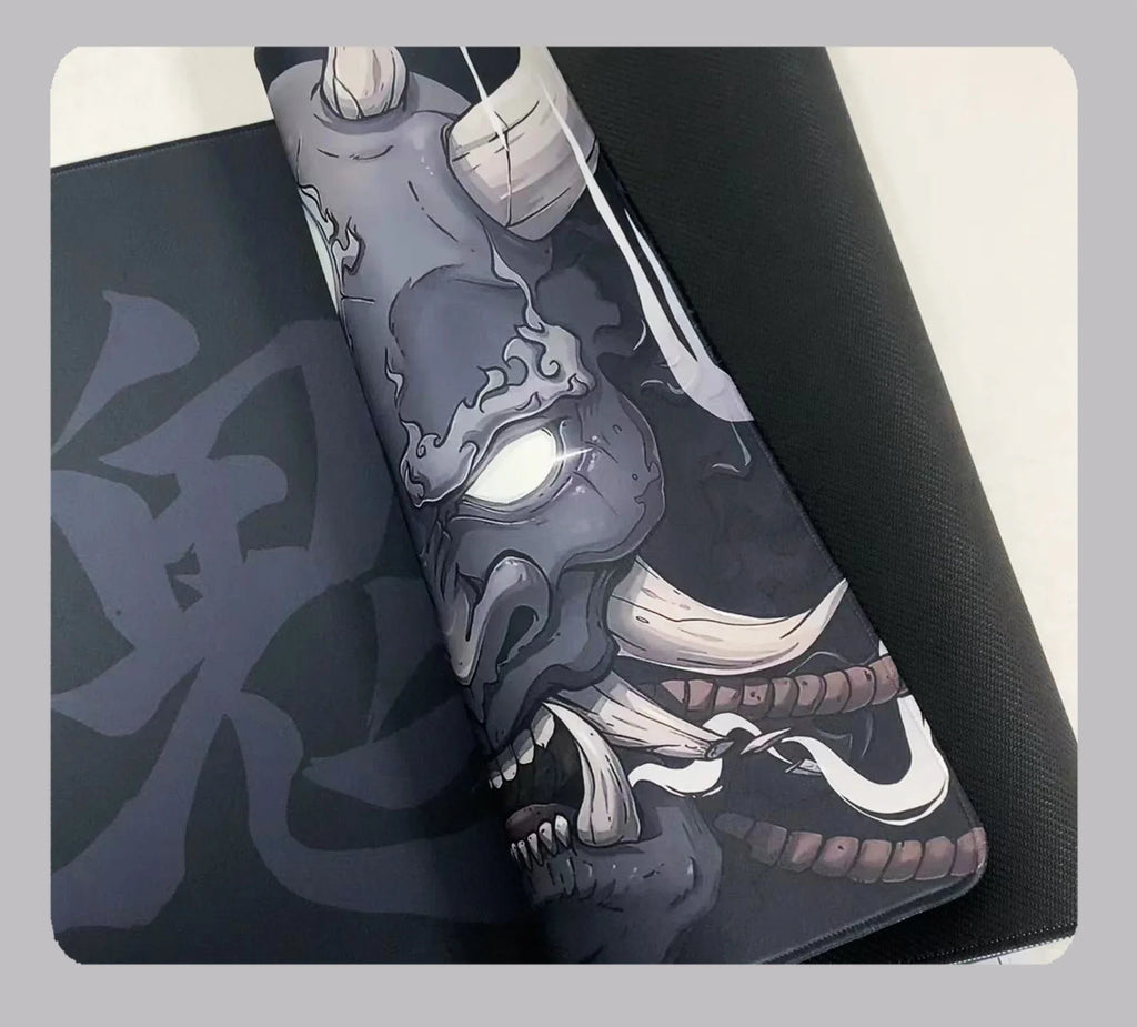 Japanese Anime Black Oni Mouse Pad Gamer Desk Mat 900x400 Non-Slip Rubber Large Playmat for Office Gaming Accessories for Gamer