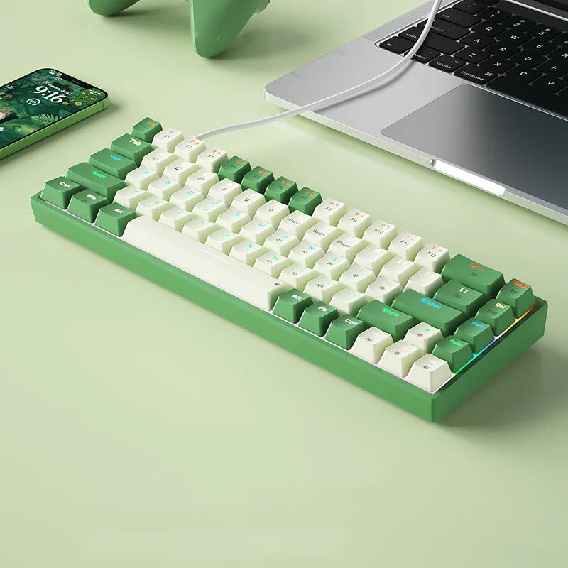 Wired Mechanical Keyboard Ergonomics 68 Keys RGB Hotswap Type-C Gaming Keyboard PBT Keycaps Keyboards For PC Computer Laptop