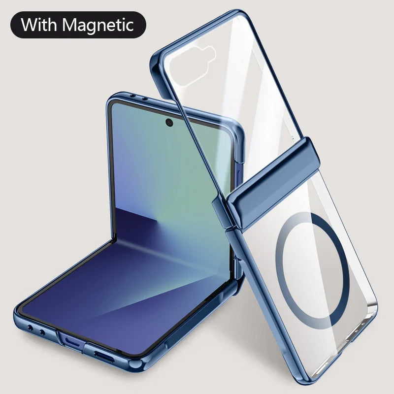 With Tempered Glass Protective Phone Case For Samsung Galaxy Z Flip7 flip 7 Spring Hinge All-inclusive Camera protect Cover