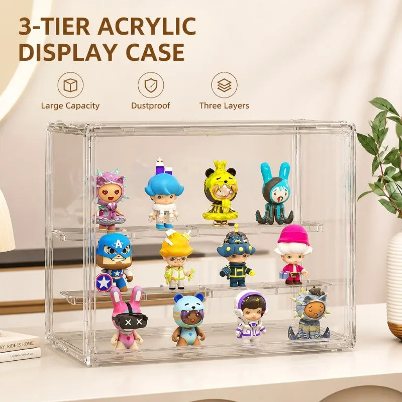 Large Capacity Dustproof Acrylic Display Case Blind Box Collectible Action Figure Mini Doll Desktop Storage Showcase Organizer