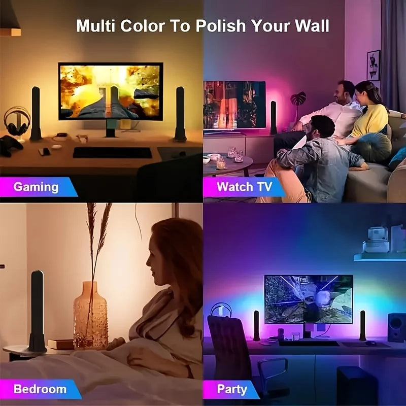 RGB 16 Colors Ambient Light with Remote 1/2 Packs Smart LED Table Lamp for Room Gaming TV and Desktop Party Decoration Light Bar