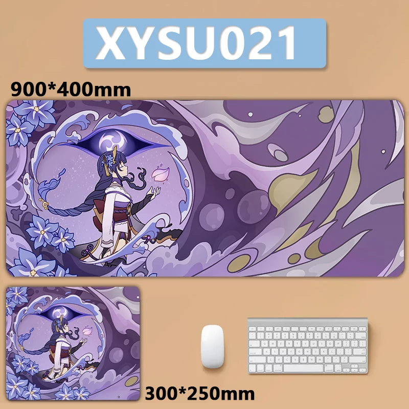 Anime Game Furina Neuvillette Mavuika Wanderer Raiden XXL Large Genshin Impact Mouse Pad Non-slip Keyboard Desk Mat Mousepad