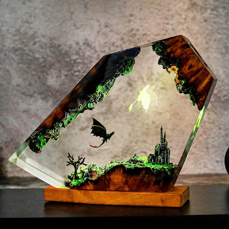 Dragon Organism Resin Table Light Creactive Art Decoration Lamp Cartoon Figure Theme 7 Colors Night Light  USB Charge