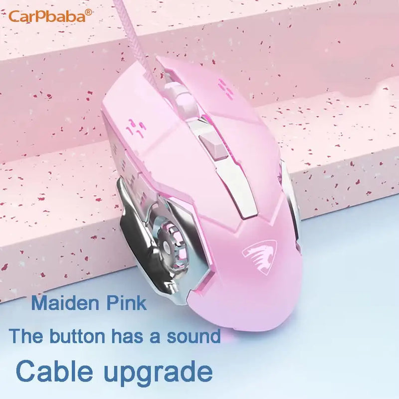 Carpbaba G3 Wired Game Mouse Mute Pink Mechanical E-sports Girl Lovely Art Portable Office Household For MacBook Laptop PC Gamer