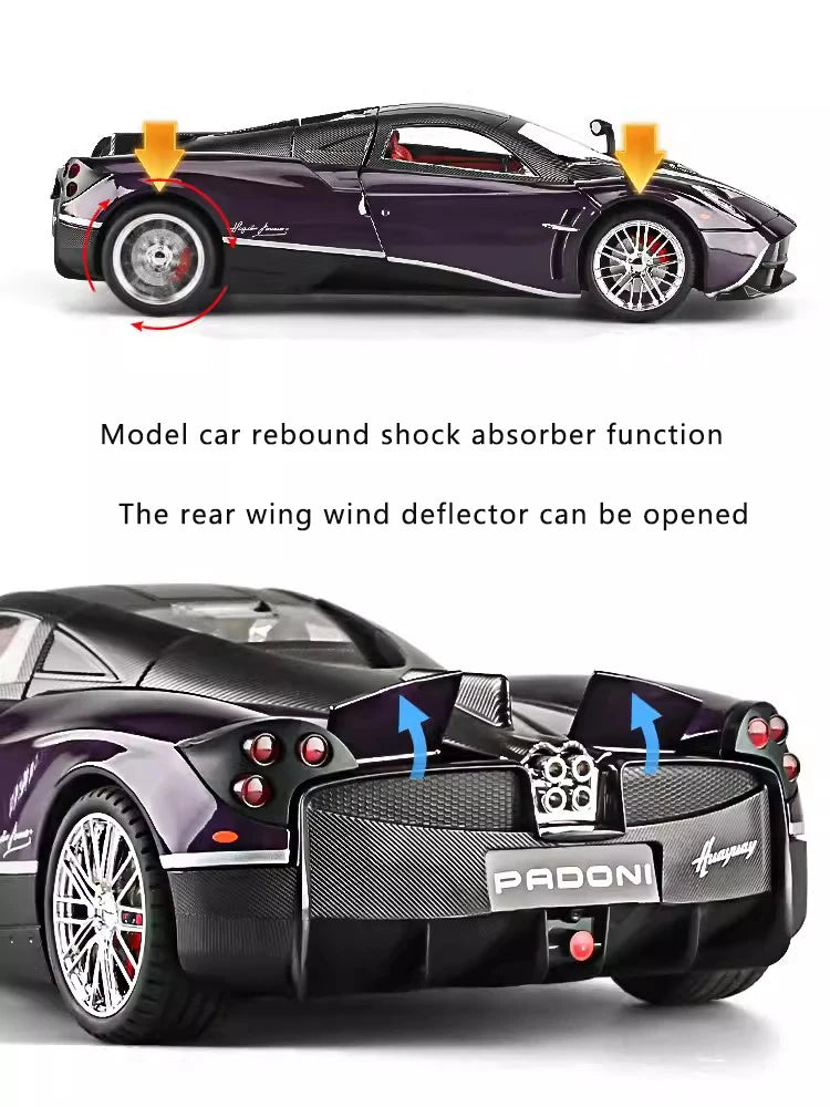 1:18 Pagani Fengshen Alloy Car Model Simulation Sound And Light Return Toy Car Metal Sports Car Boy Collection Ornaments Gift