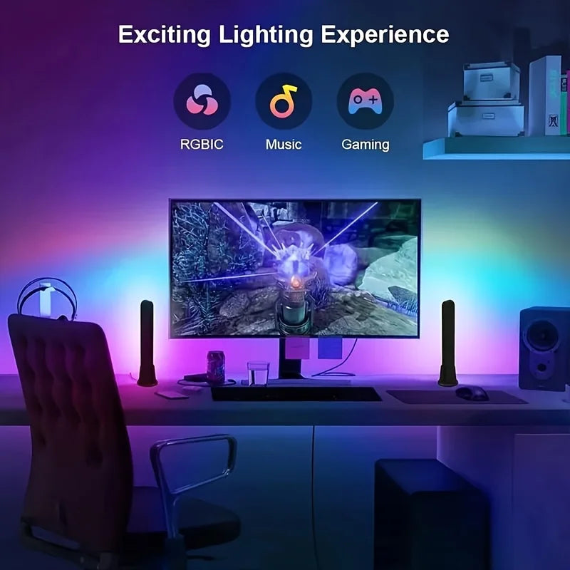 RGB 16 Colors Ambient Light with Remote 1/2 Packs Smart LED Table Lamp for Room Gaming TV and Desktop Party Decoration Light Bar