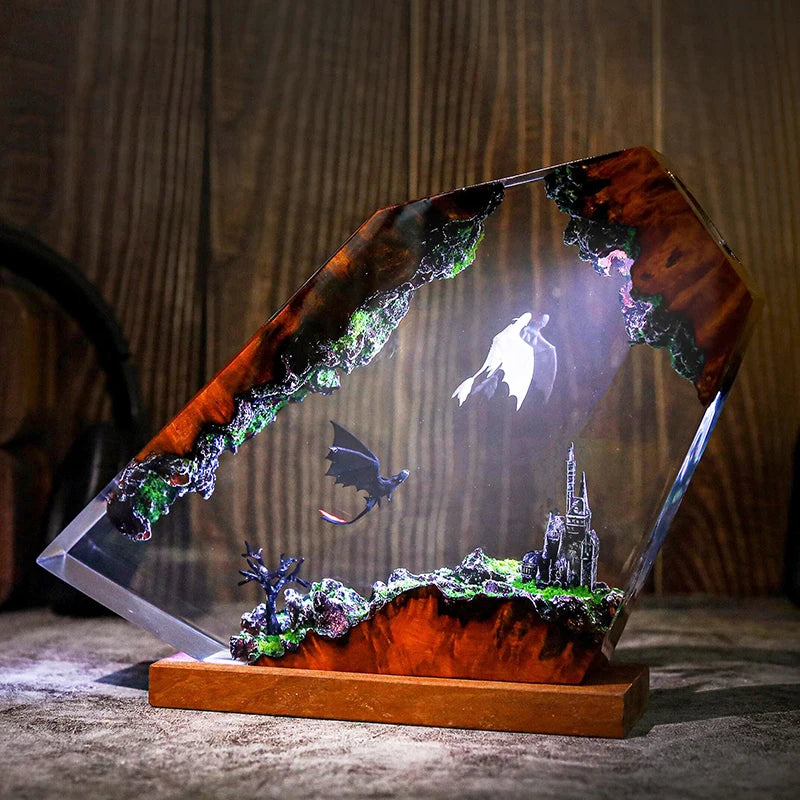 Dragon Organism Resin Table Light Creactive Art Decoration Lamp Cartoon Figure Theme 7 Colors Night Light  USB Charge