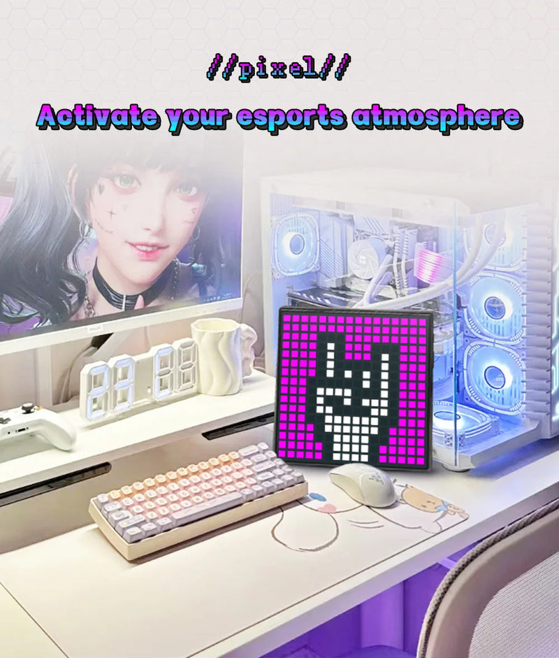 64X64 Smart LED Pixel Display RGB DIY Programmable Pixel APP Control Art Display Creative Animations For Gaming Room Decor