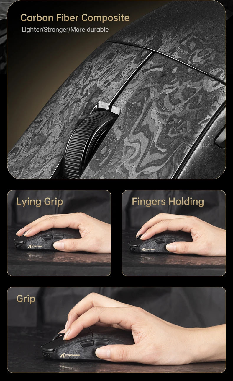 Wireless 8K Attack Shark R11 Ultra Gaming Mouse Carbon Fiber PAW3950MAX Sensor 42000DPI OMRON 100M Switch