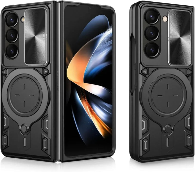 Case For Samsung Galaxy Z Fold 7 6 5 Magnetic Rota Camera Slide Protector Ring 360 Stand Cover Capa Fundas