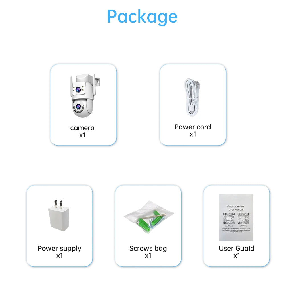 Jooan 4K 8MP HD Wifi PTZ Camera Outdoor 5G Wifi Dual Lens Security IP Cameras 5X Zoom AI Tracking ONVIF CCTV Surveillance Camera