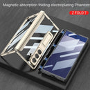 Ultra-thin Transparent Plated Frame Stand Holder with Glass Protective Film Case for Samsung Galaxy Z Fold 7 fold7 Protect Cover