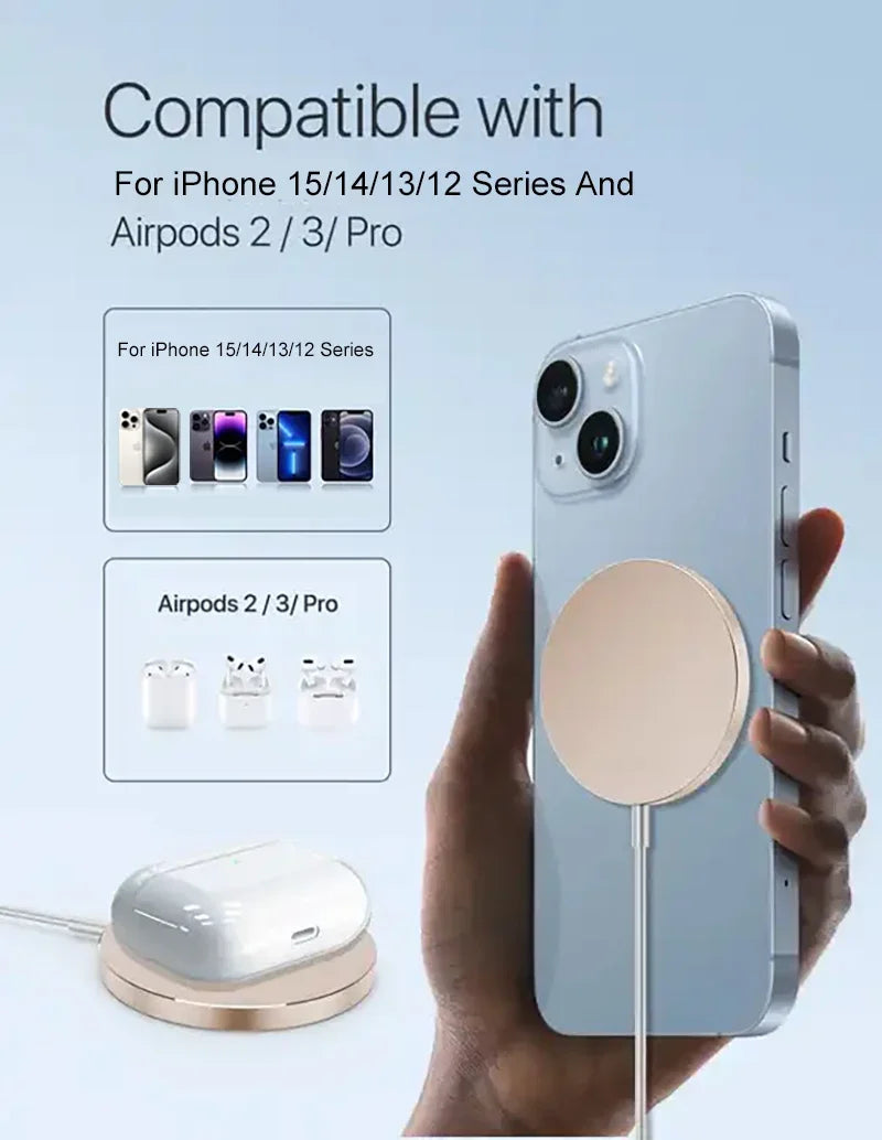 Magnetic Wireless Charger Induction 20W Fast Charging Station For iPhone 15 14 13 12 11 Pro Max X XS XR 8 Plus Phone Airpods Pro