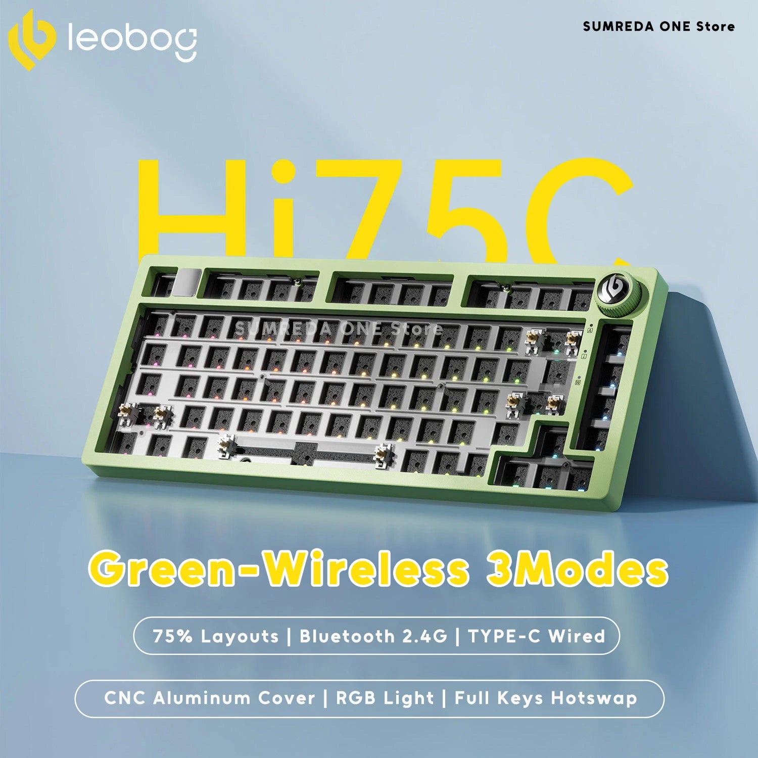 Leobog Hi75C Pro Aluminum Gasket Mechanical Keyboard | Wireless Tri-Mode, Hot-Swap & RGB | 75% Custom Gaming Keyboard