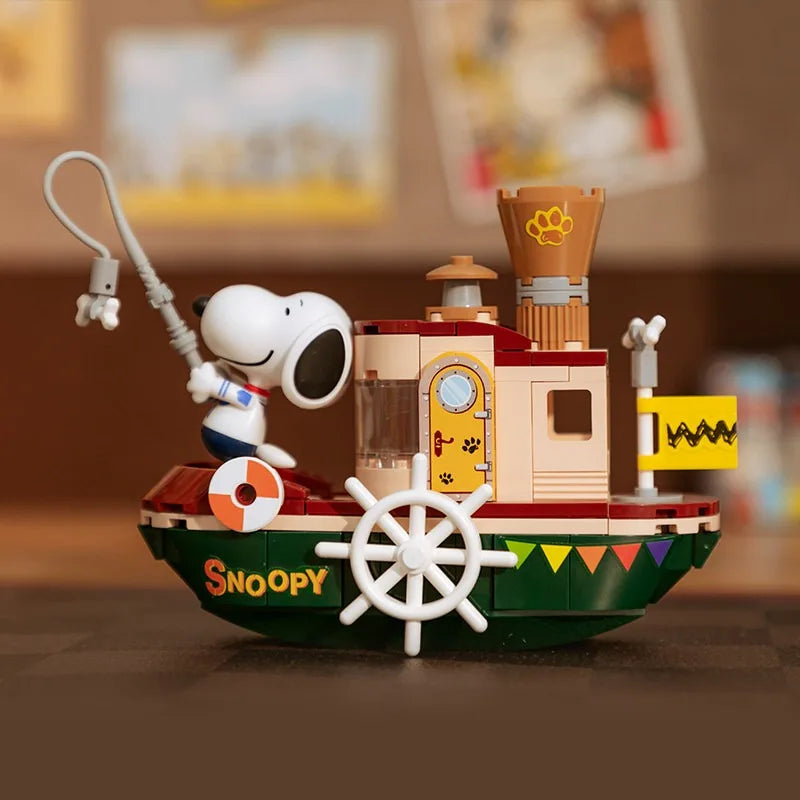 Pantasy Snoopy Series Retro Robotic Anime Peripheral Educational Building Blocks Ornaments Toys Children's Gifts