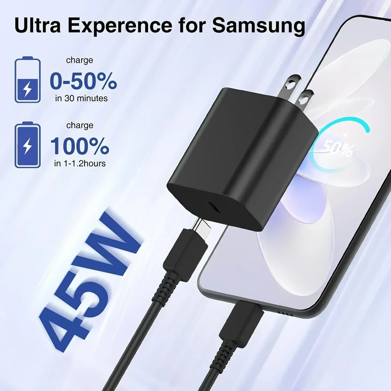 2Pack 45W For Samsung Super Fast Charger With Type C Cable 6.6ft For Galaxy S24 Ultra/S24+/S23/S23+/S22+/S22 Plus/S21/S20