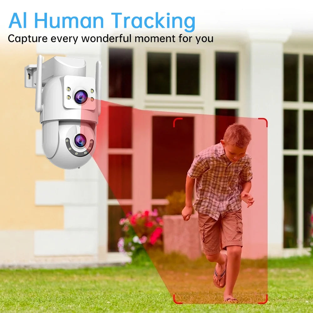 Jooan 4K 8MP HD Wifi PTZ Camera Outdoor 5G Wifi Dual Lens Security IP Cameras 5X Zoom AI Tracking ONVIF CCTV Surveillance Camera