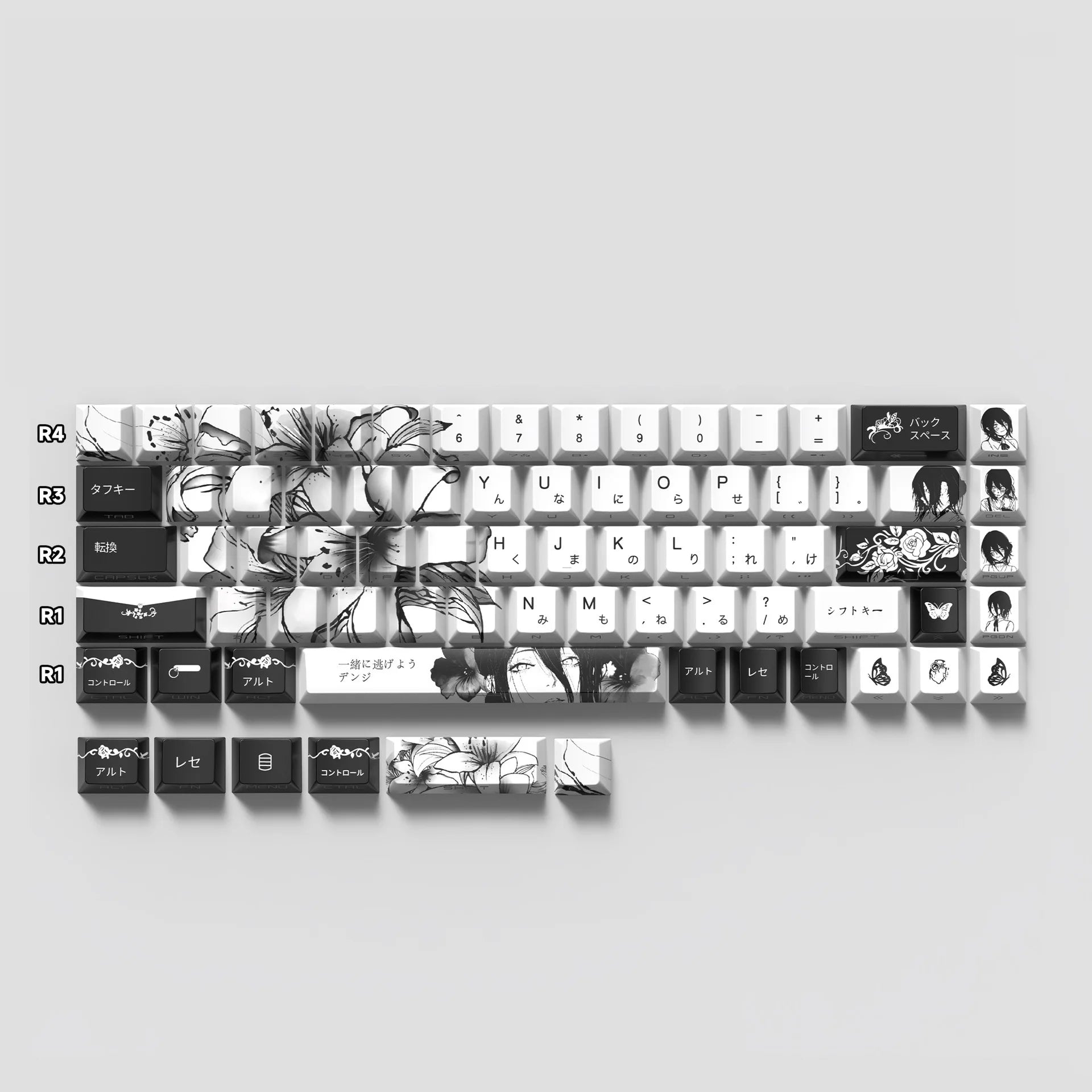 129 Keys Swordsman 5 Sides Dye Sub PBT Keycap Cherry Profile Side Printed Shine Through Keycaps for MX Switches Gaming Keyboard